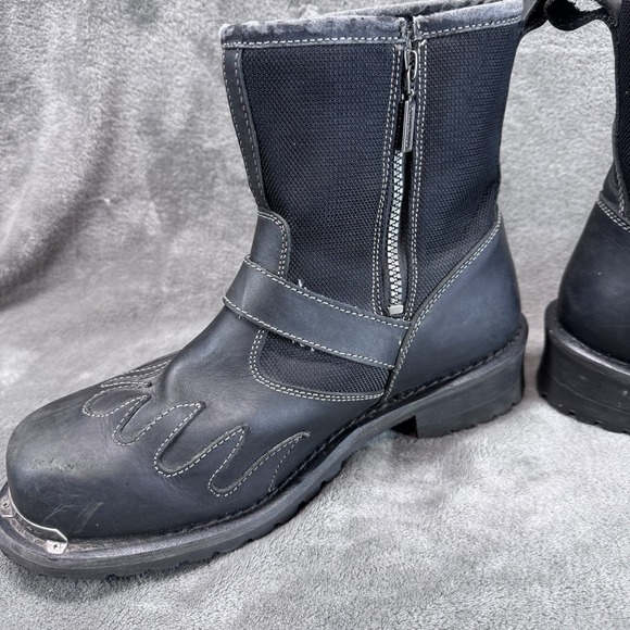 Milwaukee‎ Black Leather Motorcycle Biker Boots Flames Men\'s Size 12D main image 12